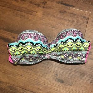 Patterned Push-up Strapless Bikini Top